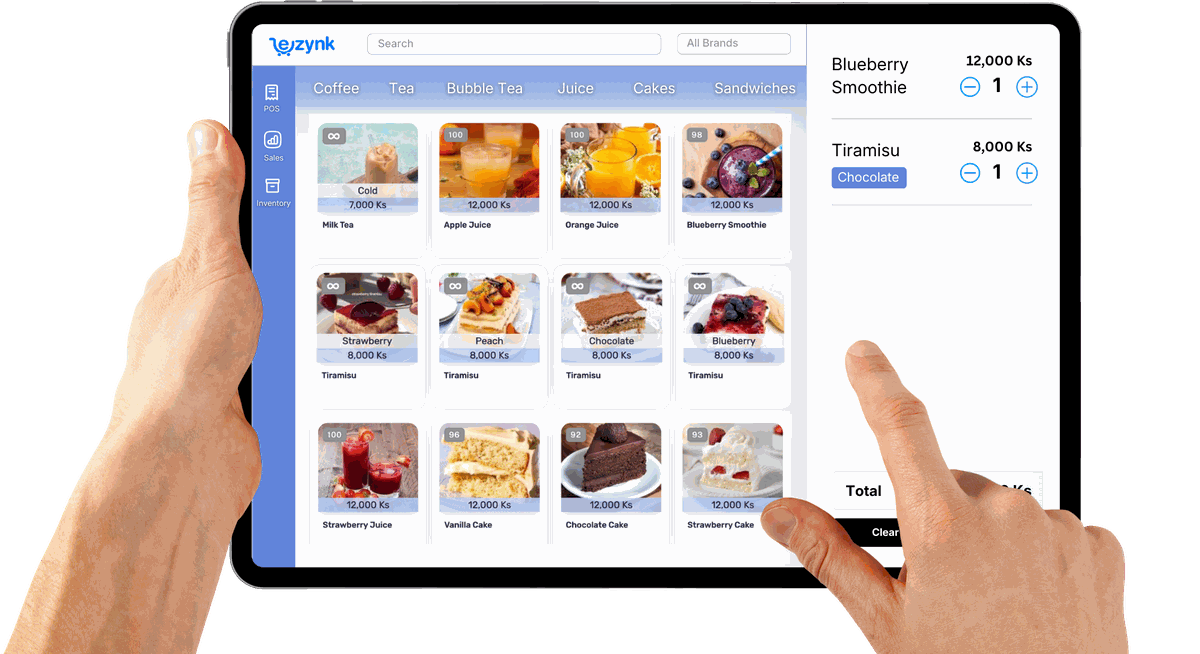 Ezynk POS System for Myanmar Restaurants and Retail - Tablet Dashboard